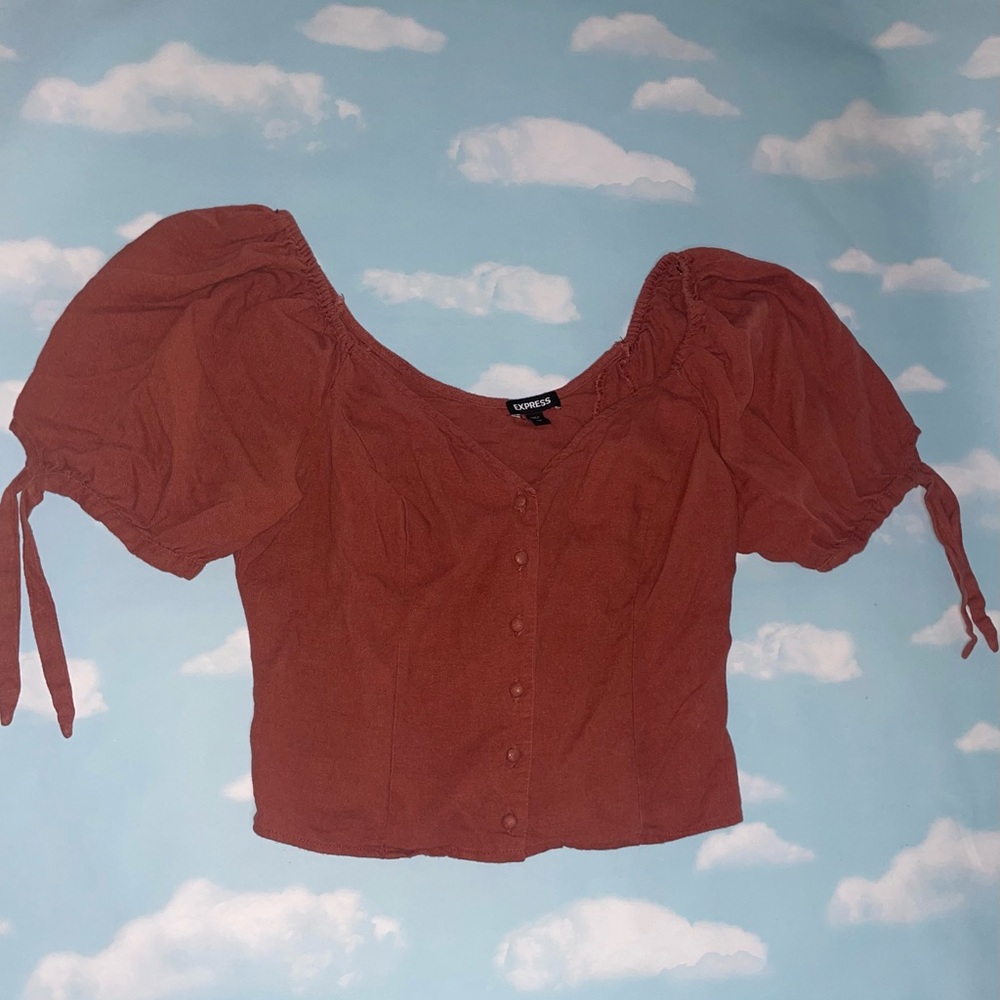 Express Button Up Linen Blouse / Auburn